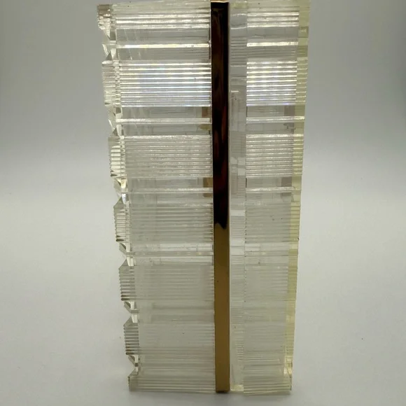 Vintage Clear acrylic and Gold Geometric Decorative Tray trinket box - Picture 3 of 9